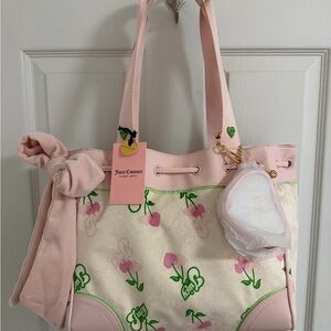 Juicy Couture Daydreamer Bag Retro Cherry Gelato Print Tote w/ Coin Pouch